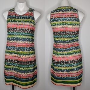 Desigual colorful rainbow laser cut knee length dress S